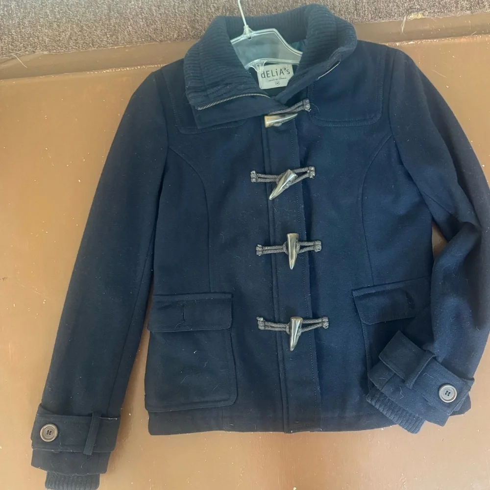 Y2K dELiA*s Navy Blue Toggle Pea Coat - Juniors M